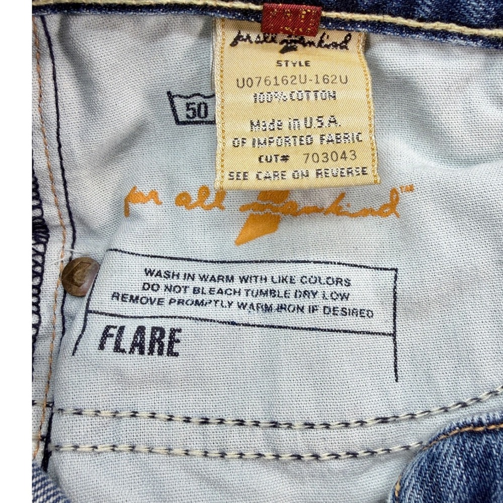 7 For All Mankind Distressed Flare Jeans Women 32 Light Blue Low Rise Wide Leg - Picture 16 of 16